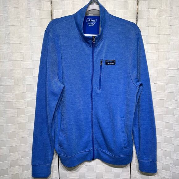 L.L. Bean Other - L.L. Bean Men's Comfort Stretch Piqué Shirt Full Zip Size Medium Blue
